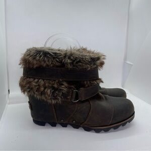 Sorel Fur Lined Brown Leather Bottines